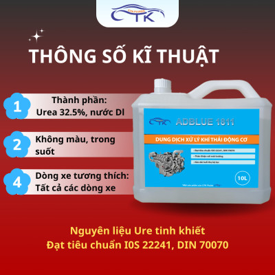 Dung Dịch Xử Lý Khí Thải Động Cơ Ô Tô CTK Chính Hãng, Dung tích 10L, Nguyên Liệu Ure Tinh Khiết, Đạt Tiêu Chuẩn ISO 22241, DIN 70070