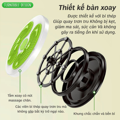 3001N-Đĩa Xoay Eo Có Hình Bàn Chân, Xoay 360 Độ, Thiết Kế Nhỏ Gọn, Tiện Dụng, Có Hạt Massage Giúp Lưu Thông Khí Huyết