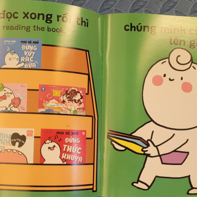 Sách Ehon Miu Bé Nhỏ Phần 4 Song Ngữ - Miu Bé Nhỏ Đừng Xé Sách Nhé
