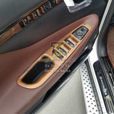 Ốp nội thất vân gỗ cho Hyundai Santafe 2019 Cao cấp - gỗ đỏ