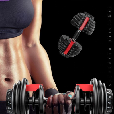 Bộ 2 Tạ Tay Điều Chỉnh Khóa Số Tự Động 24kg Cao Cấp ( Tặng Kèm Đôi Găng Tay Màu xanh ) Ảnh thật kèm khay đựng tạ 48kg/ 2 tạ