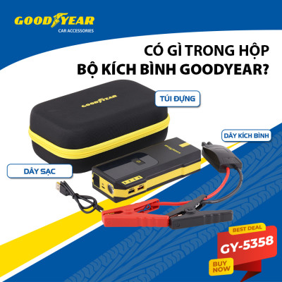Bộ Kích Bình Cho Xe Hơi 670A GOODYEAR GY-5358 Đa Chức Năng Sạc Dự Phòng 12000mAh Siêu Mạnh Siêu Nhanh - Nhập Khẩu Chính Hãng