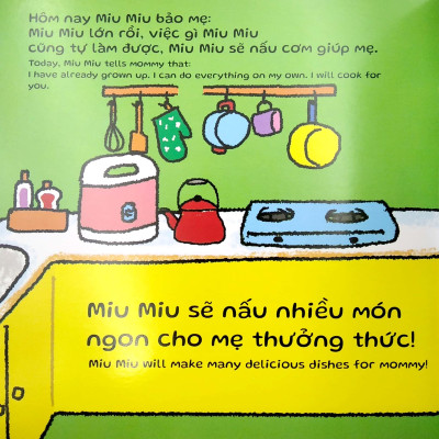 Sách Ehon Miu Miu Tự Lập Phần 2 Song Ngữ - Học Làm Bếp