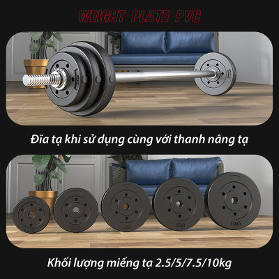 BG Bánh Tạ Nhựa 1.25kg - 20KG Đặc Ruột  - Sẵn Kho Giao Liền - Tạ Miếng Nhựa