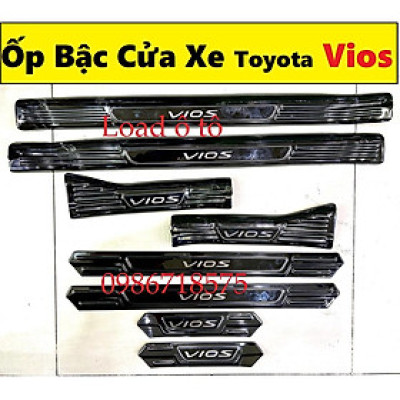 Ốp Bậc Cửa, Nẹp Bước Chân trong ngoài Xe Toyota Vios 2023-2019 Chất Liệu Titan Vân Xước Cao Cấp