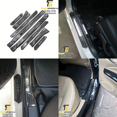 Bộ Ốp bậc cửa, Nẹp bước chân Toyota Vios 2019-2021 vân Carbon