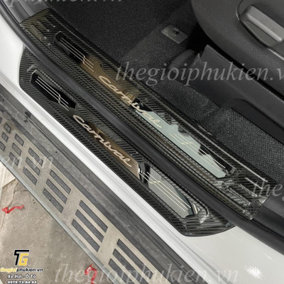 Bộ Ốp bậc cửa, Nẹp bước chân Kia Carnival vân Carbon