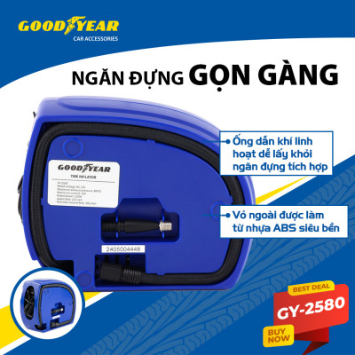 Máy Bơm Lốp Xe GOODYEAR GY-2580 Mini Tiện Dụng - Nhập Khẩu Chính Hãng