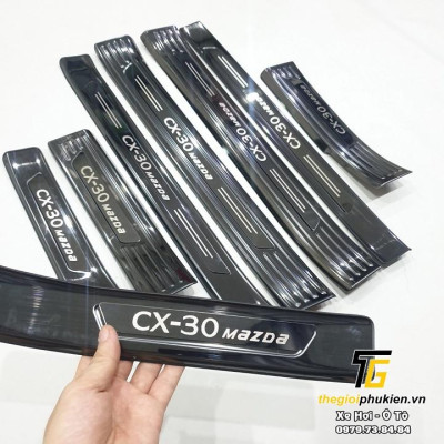 Bộ Ốp bậc cửa, Nẹp bước chân Mazda CX30, CX-30 vân Titan