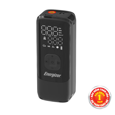 Bơm hơi di động cầm tay kiêm pin sạc dự phòng Energizer, bơm lốp xe ôtô/xe máy/xe đạp, banh/bóng, phao - Hàng chính hãng