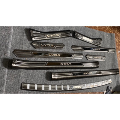Ốp bậc cửa, nẹp bước chân, chống trầy cốp Cacbon xe Vios 2019- 2022 Vân carbon cao cấp