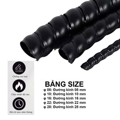 Dây bọc bảo vệ dây rửa xe cao áp, ống bảo vệ tuy ô thủy lực máy xúc chống mài mòn hiệu quả