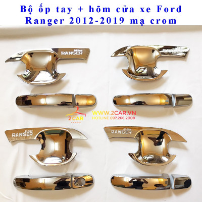Ốp tay nắm, hõm cửa xe Ford Ranger 2015 - 2021 mạ crom