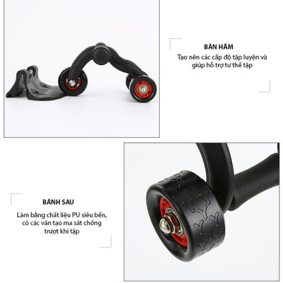 Con lăn tập cơ bụng 3 bánh CỠ LỚN DNS (Tặng thảm lót + tấm chắn)