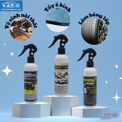 Combo 3 sản phẩm Tẩy ố Kính, Vệ sinh nội thất ô tô, Làm bóng lốp ô tô 250ml [Hàng chính hãng]