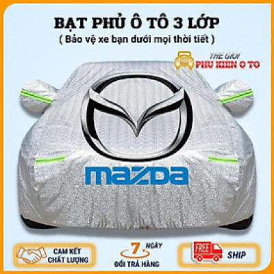 Bạt Phủ Xe Ô Tô Mazda 2, Mazda 3, Mazda 6, CX5, CX8, CX9, BT50, có phản quang, chống nóng, chống nước, có khóa kéo 
