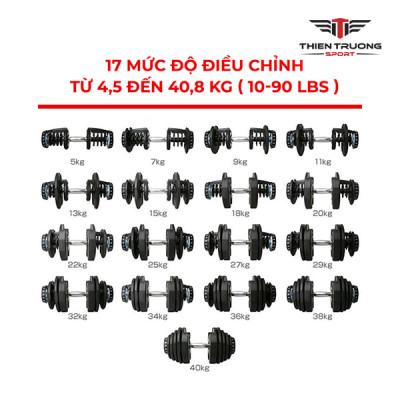 Bộ 2 tạ tay điều chỉnh 1090 từ 4.5kg- 40.8kg kèm khay đựng tiện lợi T THIEN TRUONG SPORT