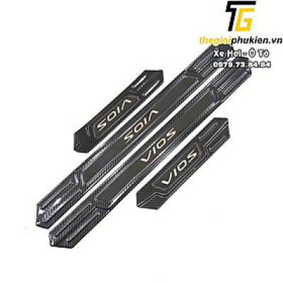 Bộ Ốp bậc cửa, Nẹp bước chân Toyota Vios 2019-2021 vân Carbon