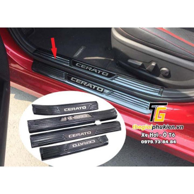 Combo ỐP BẬC CỐP VÀ BẬC CỬA xe Kia Cerato 2019-2021 vân Carbon
