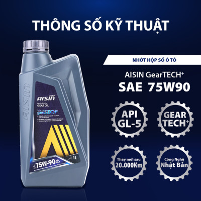 Nhớt Hộp Số AISIN Geartech+ GL-5 75W90 1 Lít GSL57591PB - Nhập Khẩu Chính Hãng