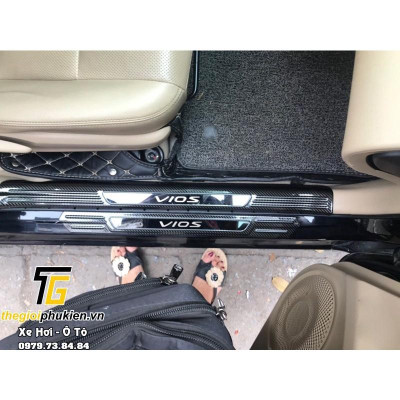 Bộ Ốp bậc cửa, Nẹp bước chân Toyota Vios 2019-2021 vân Carbon