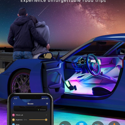 Dây Đèn LED trang trí nội thất ô tô Govee RGBIC Interior Car Lights H7090 | Điều khiển qua App và Remote, nháy theo nhạc