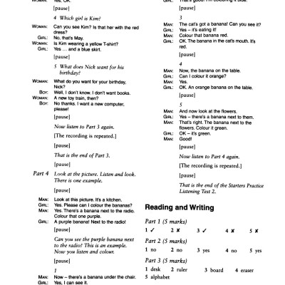 Cambridge Young Learners English Tests Second edition Starters 3 Answer Booklet