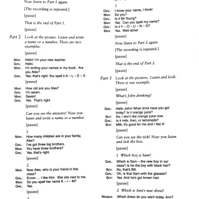Cambridge Young Learners English Tests Second edition Starters 3 Answer Booklet