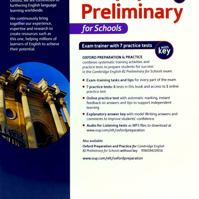Oxford Preparation And Practice For Cambridge English B1 Preliminary For Schools Exam Trainer With Key