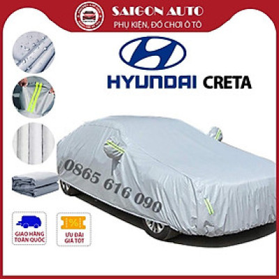 [CRETA] Bạt trùm xe ô tô Hyundai Creta vải dù oxford cao cấp , áo bạt phủ trùm che kín che nắng, che mưa