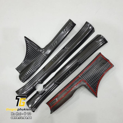 Bộ Ốp bậc cửa, Nẹp bước chân Hyundai Grand i10 2021 vân Carbon