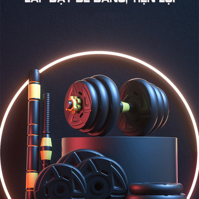 Bộ Tạ Tập Tay Đa Năng Điều Chỉnh 2 in 1 Kết Hợp Tạ Đẩy (40kg)