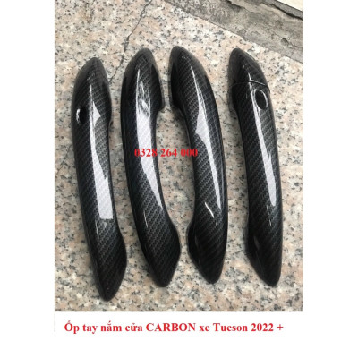 Ốp tay nắm, hõm cửa, nắp xăng, ốp gương CARBON xe Huyndai Tucson 2022, 2023 vân Cacbon cao cấp