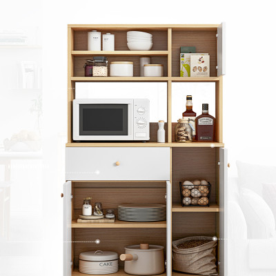 Tủ Gỗ Để Đồ Nhà Bếp Đơn Giản, Hiện Đại Màu Trắng Phối Vân Gỗ Sồi Thương Hiệu SIB Decor KG24