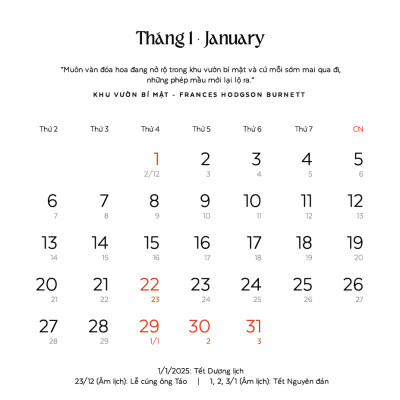 Lịch để bàn Nhã Nam Ất Tỵ 2025 - Khu vườn văn chương (Nhã Nam 2025)