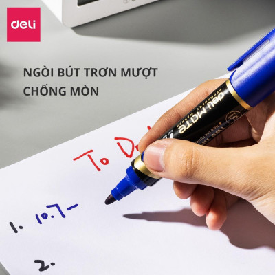 Bút dạ kính bút lông dầu viết đĩa CD hai đầu - Bút đánh dấu không xóa được Deli - Mực xanh đen đỏ cao cấp tiện dụng - EU72