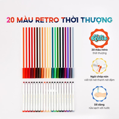 Hộp 20 Bút Lông Màu Rửa Được Washable Fiber Pen - Colokit SWM-C009