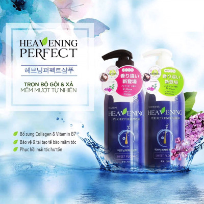 Combo 01 chai Dầu Gội & 01 Dầu Xả chăm sóc tóc suôn mượt  cao cấp Heavening Perfect TẶNG KÈM Hộp & Túi đựng