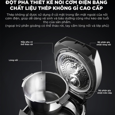 Nồi cơm điện tử áp suất cao tần Cuckoo 1.8L CRP-CHSS1009FN (Màu nâu) - Hàng chính hãng