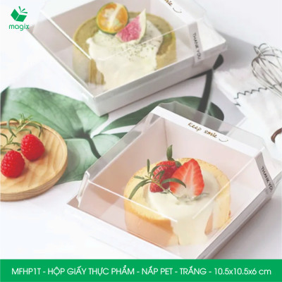 Combo 25 hộp giấy thực phẩm nắp Pet, hộp giấy đựng thức ăn, hộp bánh nắp trong