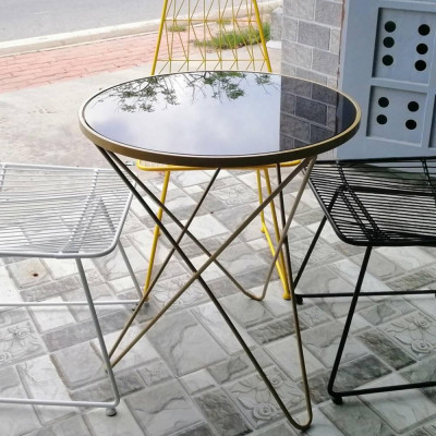 Bàn café Rimini viền sắt tròn IBIE nhiều tùy chọn