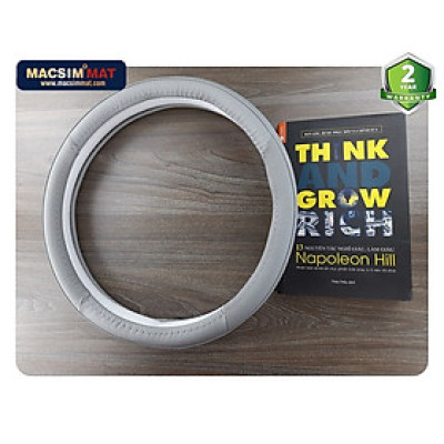 Bọc vô lăng cao cấp màu ghi chất liệu da thật 100%, khâu tay thủ công size M phù hợp các loại xe nhãn hiệu Macsim mã 8912
