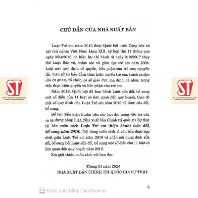 Sách - Luật Trẻ Em (Hiện Hành) (Sửa Đổi, Bổ Sung Năm 2018) - NXB Chính Trị Quốc Gia