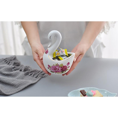 HŨ SỨ ĐỰNG KẸO | HŨ SỨ TẠO HÌNH THIÊN NGA ĐỂ KẸO - THÌA NĨA - CẮM HOA DECOR CHO PHÒNG KHÁCH HOA VĂN CAO CẤP KẺ VÀNG KIM