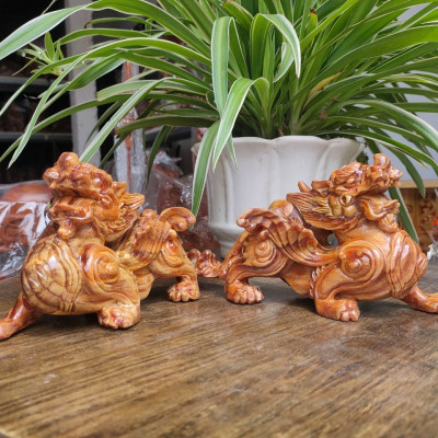 Cặp tỳ hưu bằng gỗ huyết long kt 20×11×8cm