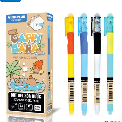 Cây Bút Gel VNP-530 Ngòi 0,5mm Có Đầu Xoá Được Nhiều Mẫu Cute Mực Xanh, Mực Đen Thiết Kế Đơn Giản