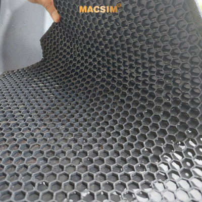 Thảm ô tô(sd1)2 lớp dạng lưới lục giác màu đen cho xe Ford Territory - bề mặt cao su siêu sạch