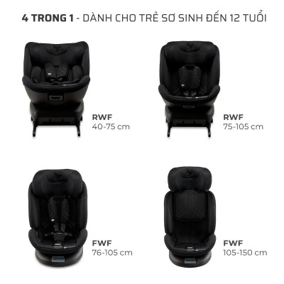 Ghế ngồi tô tô xoay 360 độ cho bé 0-12 tuổi Kinderkraft XRIDER 2 i-Size