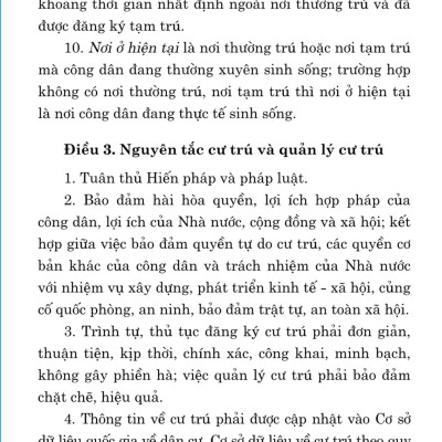 Luật cư trú - bản in năm 2021