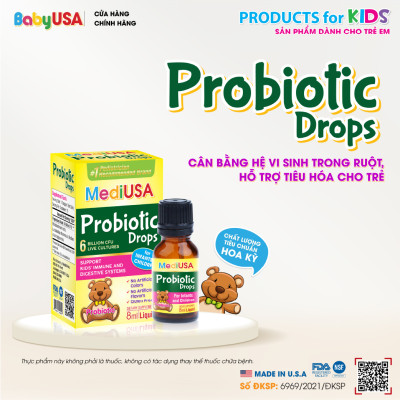MediUSA Probiotic Drops - Thực Phẩm Chức Năng - Bổ sung lợi khuẩn cho trẻ - Hàng chính hãng